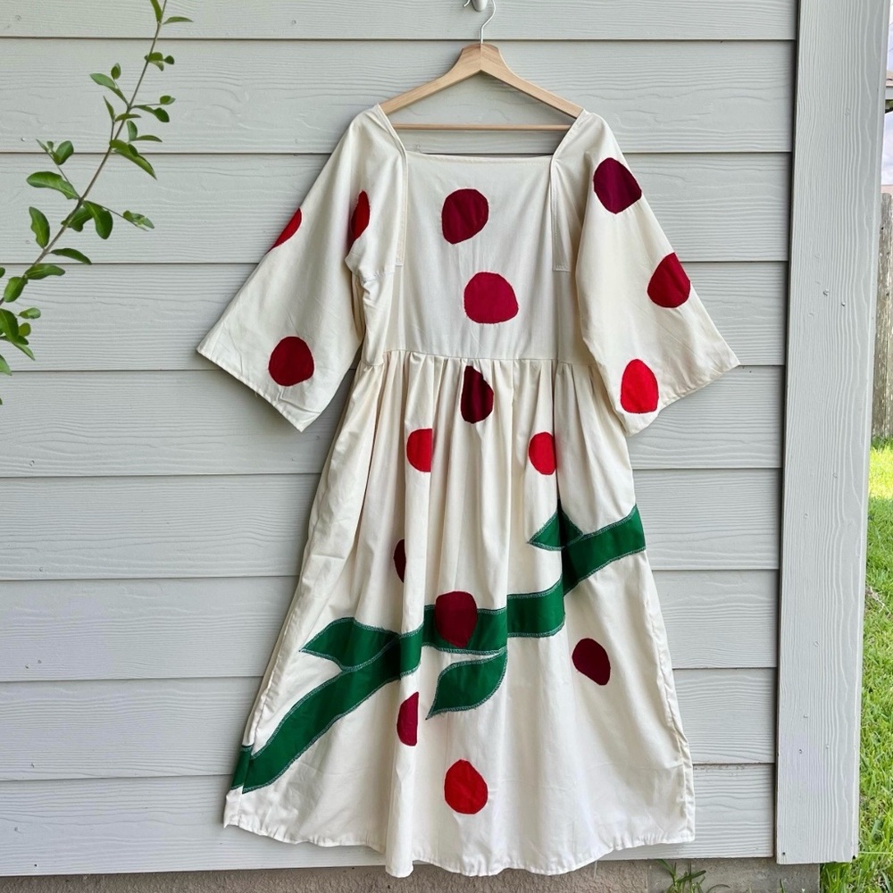 Handmade Aphrodite Rose Petal Appliqué Dress SKU 08033 With Side Pockets - Picture 3 of 10